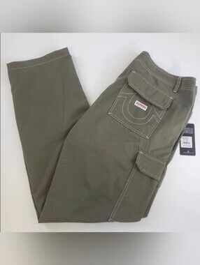 True Religion Jeans Baggy Cargo Pants Kalamata Pockets 108335 Relaxed US 36
